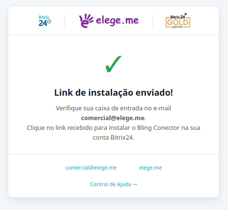 Tela de sucesso - link enviado